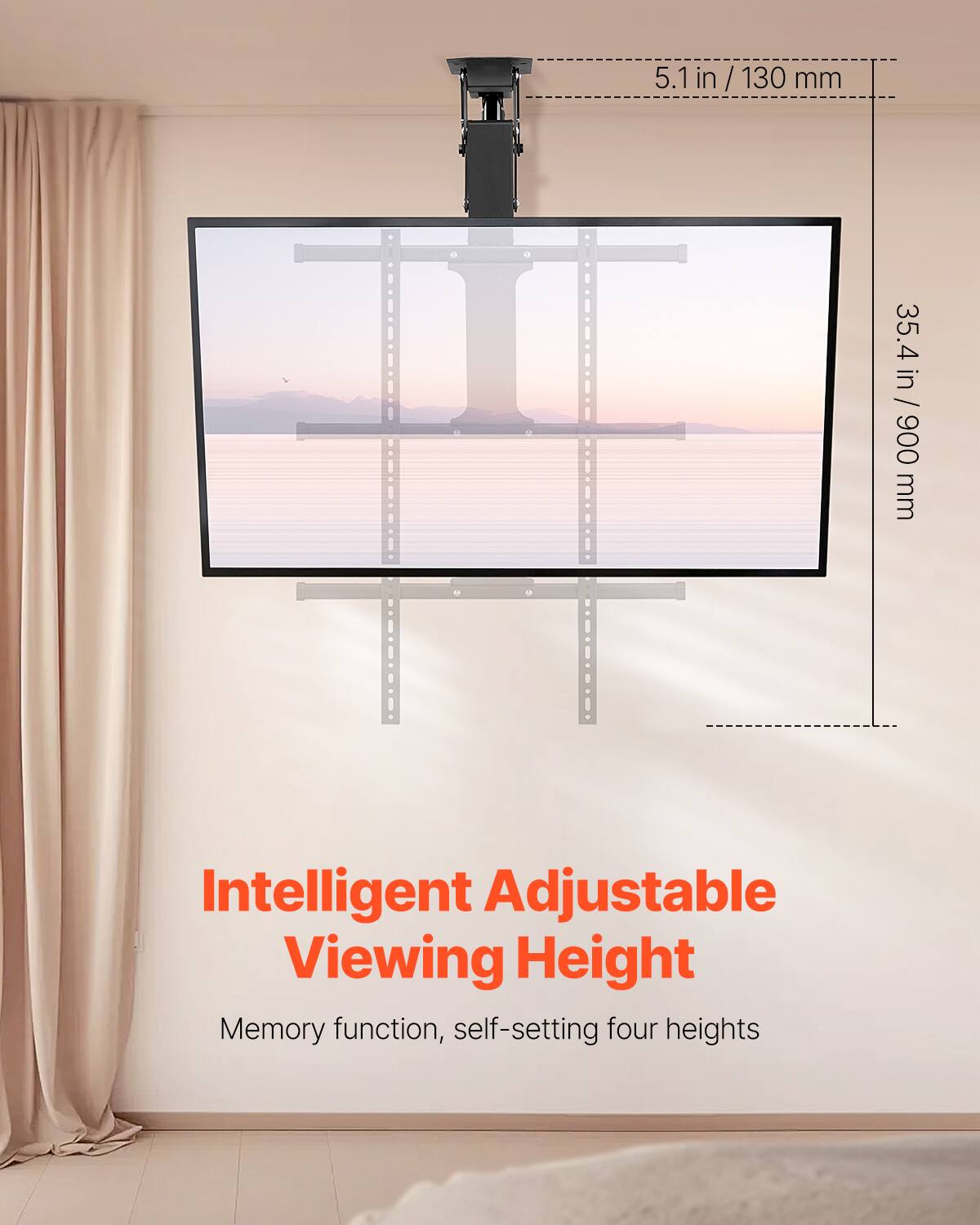 5.1 in / 130 mm

35.4 in / 900 mm

Intelligent Adjustable Viewing Height

Memory function, self-setting four heights
