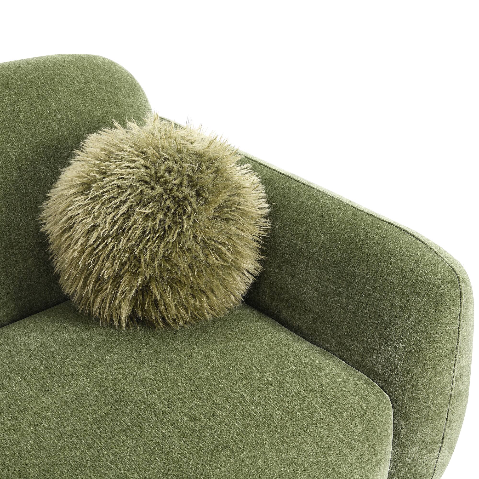 Alt View 6. Vaczon - 3-Seater Chenille Sofa Plush Bench Seating with Pocket Coil Support, Faux Fur Accent Cushions, Cozy Living Room Couch - Olive Green.