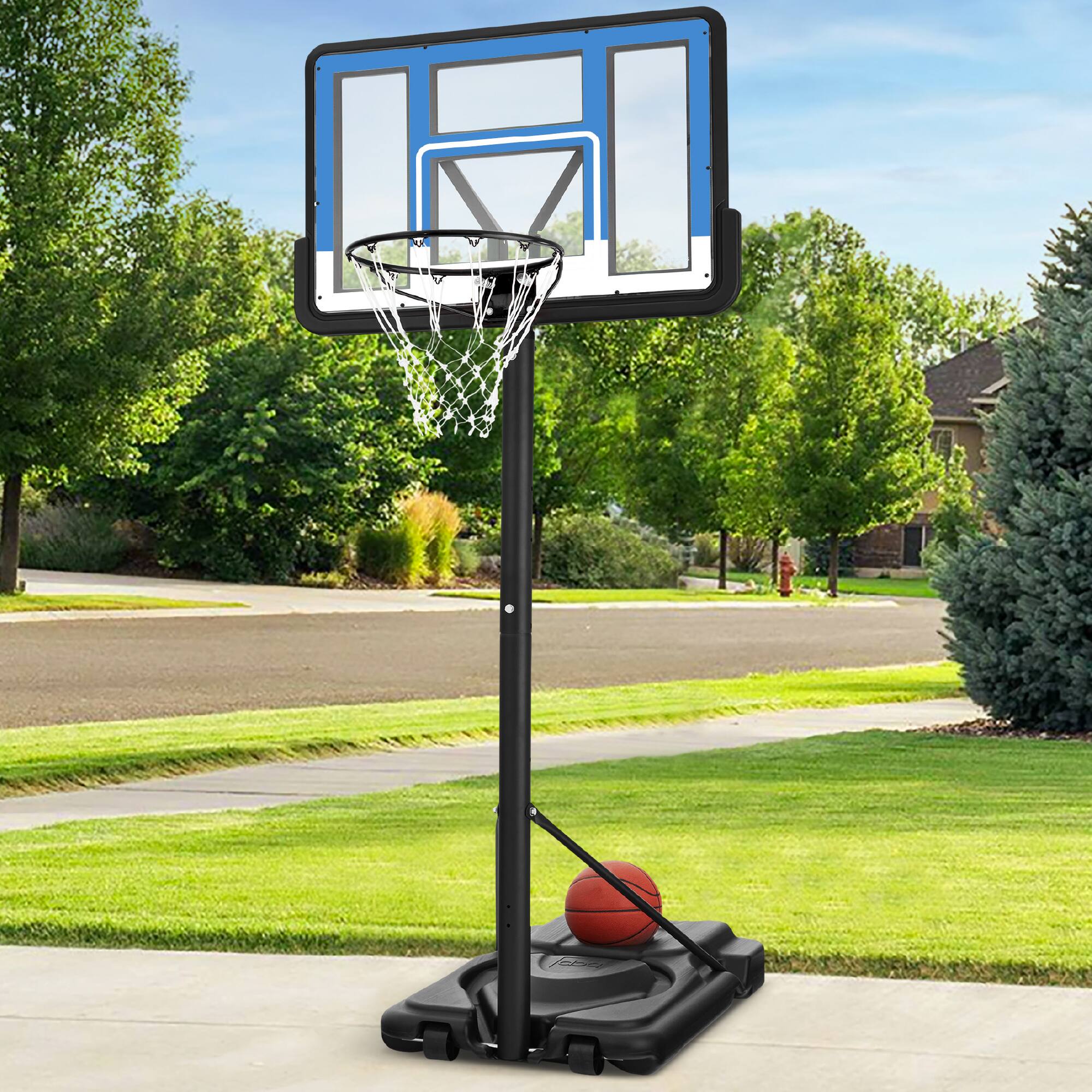 Best Choice Products - Adjustable Regulation-Size Basketball Hoop, Portable Sport System w/ Fillable Base - Blue/White