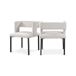 Meridian Furniture - Caleb Cream Velvet Dining Chair, Set of 2 - Beige