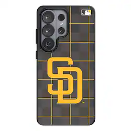 Keyscaper - MLB - San Diego Padres Plaid Galaxy Magnetic Bump Case - S24 Ultra - Black