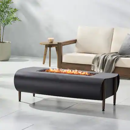 Front. Siljoy - VERNON 50000 BTU Rectangle Fire Pit Heavy Duty Outdoor Patio Heater.