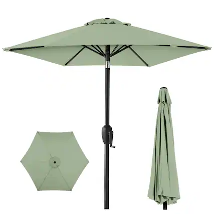 Front. Best Choice Products - Best Choice Products 7.5ft Heavy-Duty Outdoor Market Patio Umbrella w/ Push Button Tilt, Easy Crank - Sage Green - Sage Green.