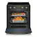 Left. Whirlpool - 5.3 Cu. Ft. Slide-In Electric True Convection Range with Air Cooking Technology and WipeClean Coating - Black stainless steel.