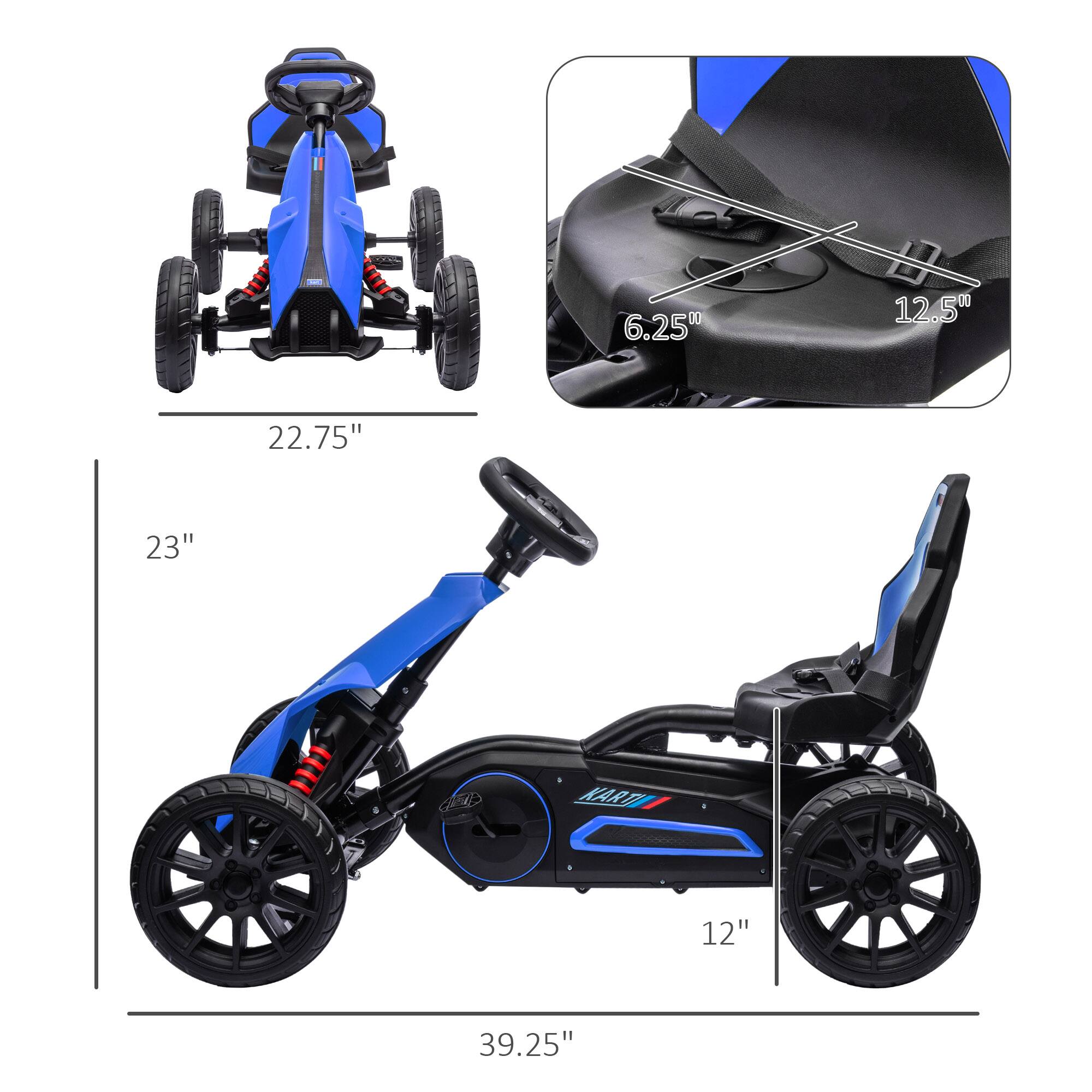 - Width: 22.75"
- Height: 23"
- Seat Width: 12.5"
- Seat Depth: 6.25"
- Wheel Diameter: 12"
- Length: 39.25"