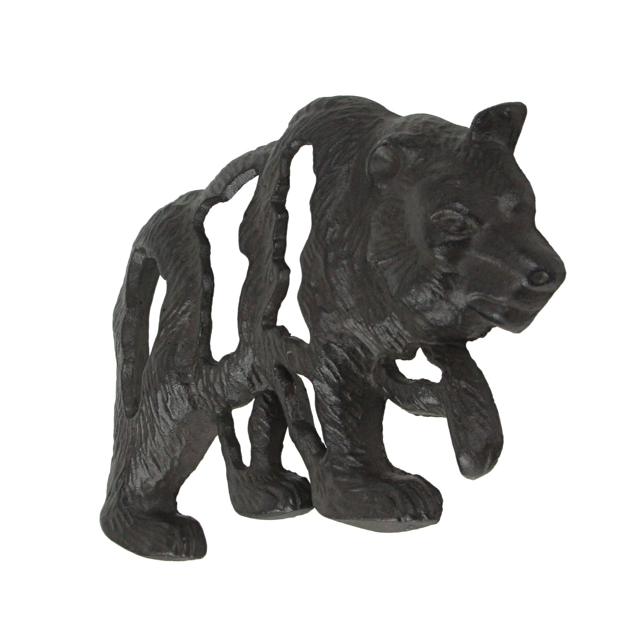 Alt View 1. J.D. Yeatts - Cast Iron Bear Wall Mounted Sculpture Cabin Home Art Hanging Plaque Lodge Decor - Brown.