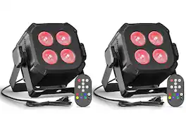 FINEAK - 2-Pack Mini 4×8W RGBW LED Par Stage Lights - DMX512 Sound Activated 4/8CH for Party Event Show - Black