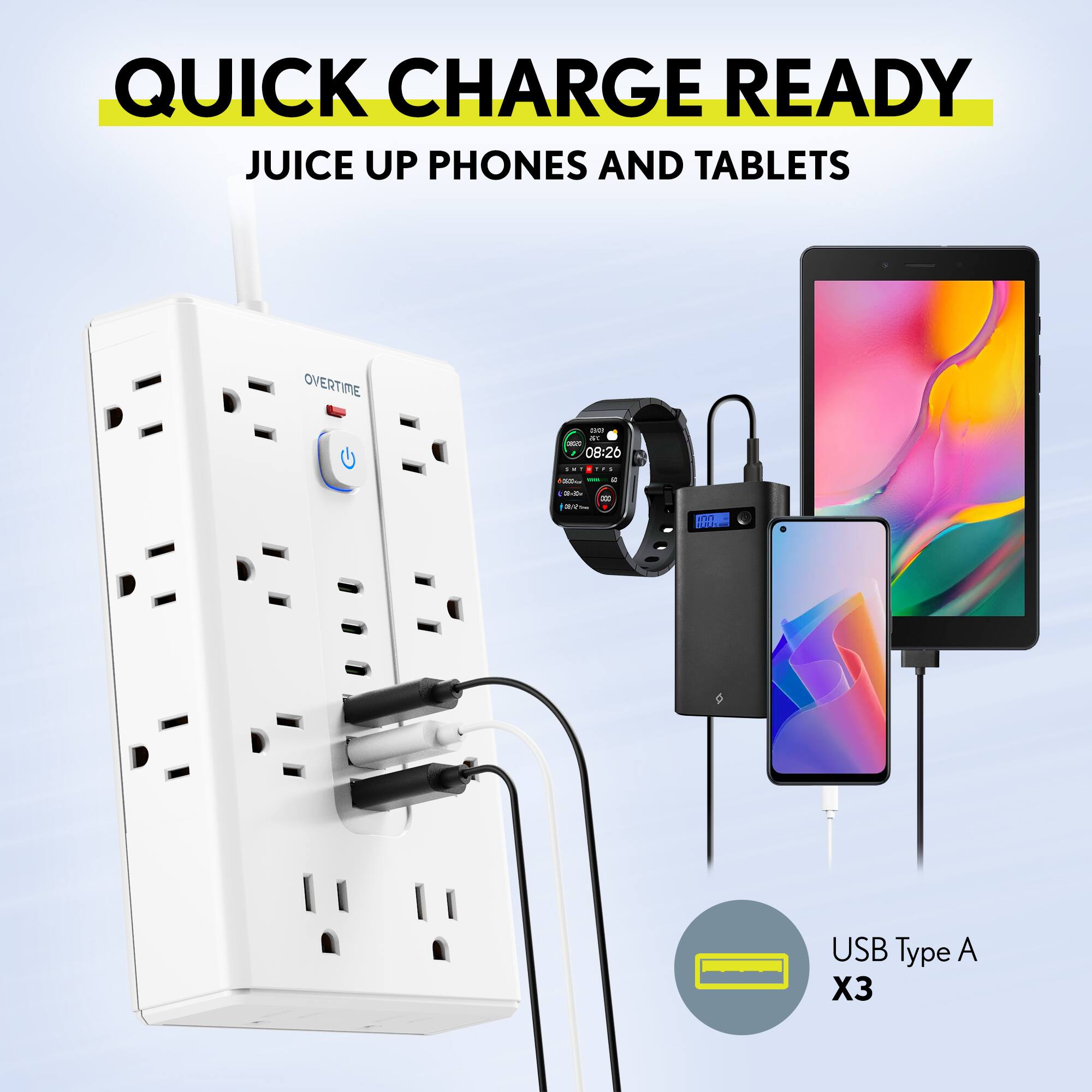 QUICK CHARGE READY  
JUICE UP PHONES AND TABLETS  

USB Type A X3