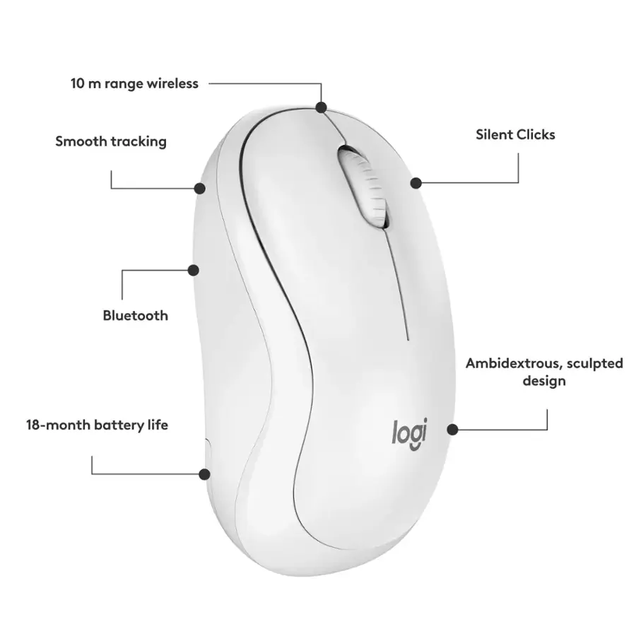 Logitech M240 Silent Bluetooth Wireless Optical Ambidextrous Mouse ...