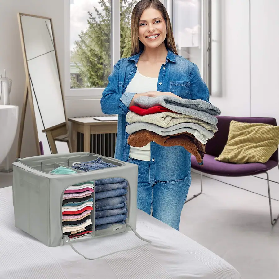 Sorbus 1 Pc Storage Bins with Divided Interior, Large Stackable ...
