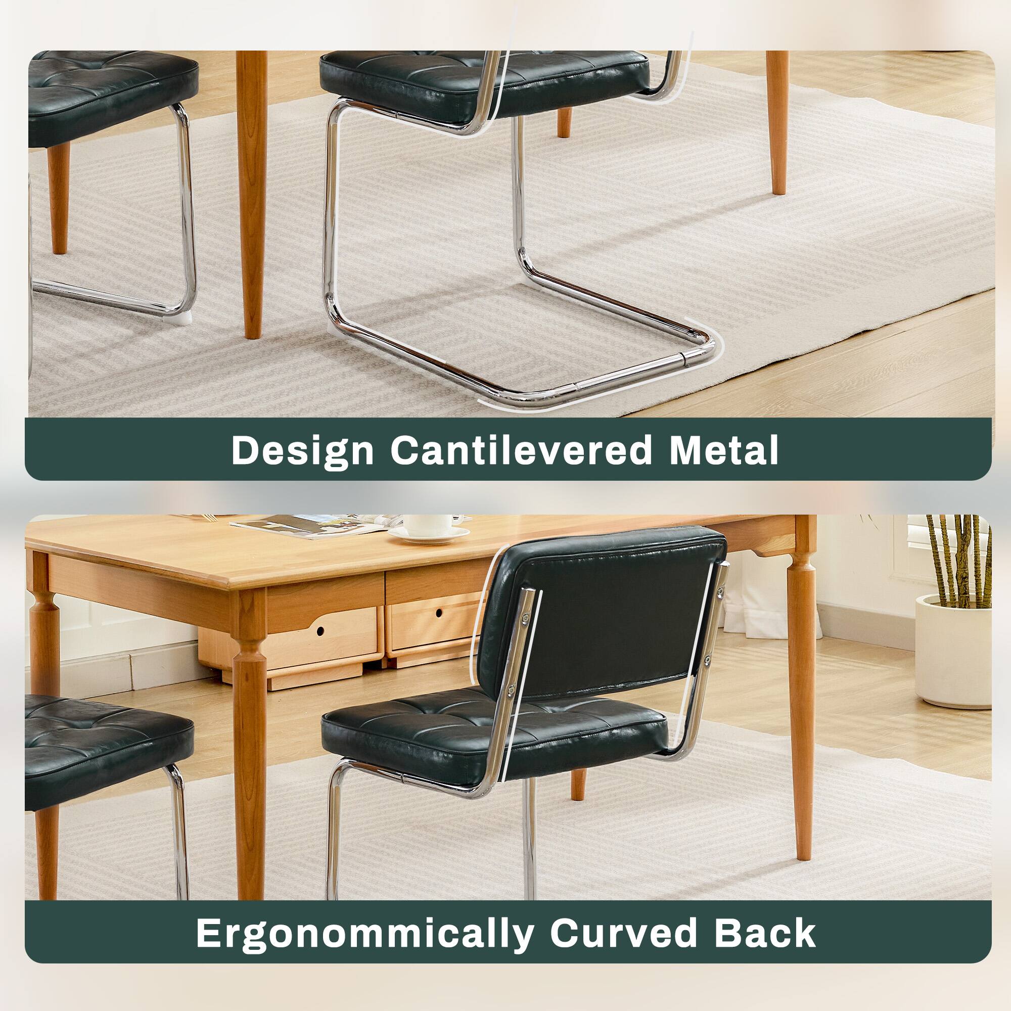 Design Cantilevered Metal  
Ergonomically Curved Back