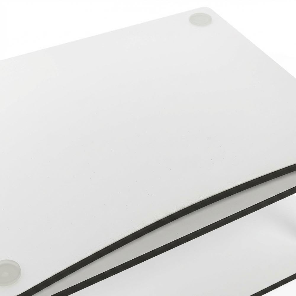 Alt View 2. FurniFact - Modern white coffee table with open shelf, 2-tier design and sleek style - Plain White/Plain White.
