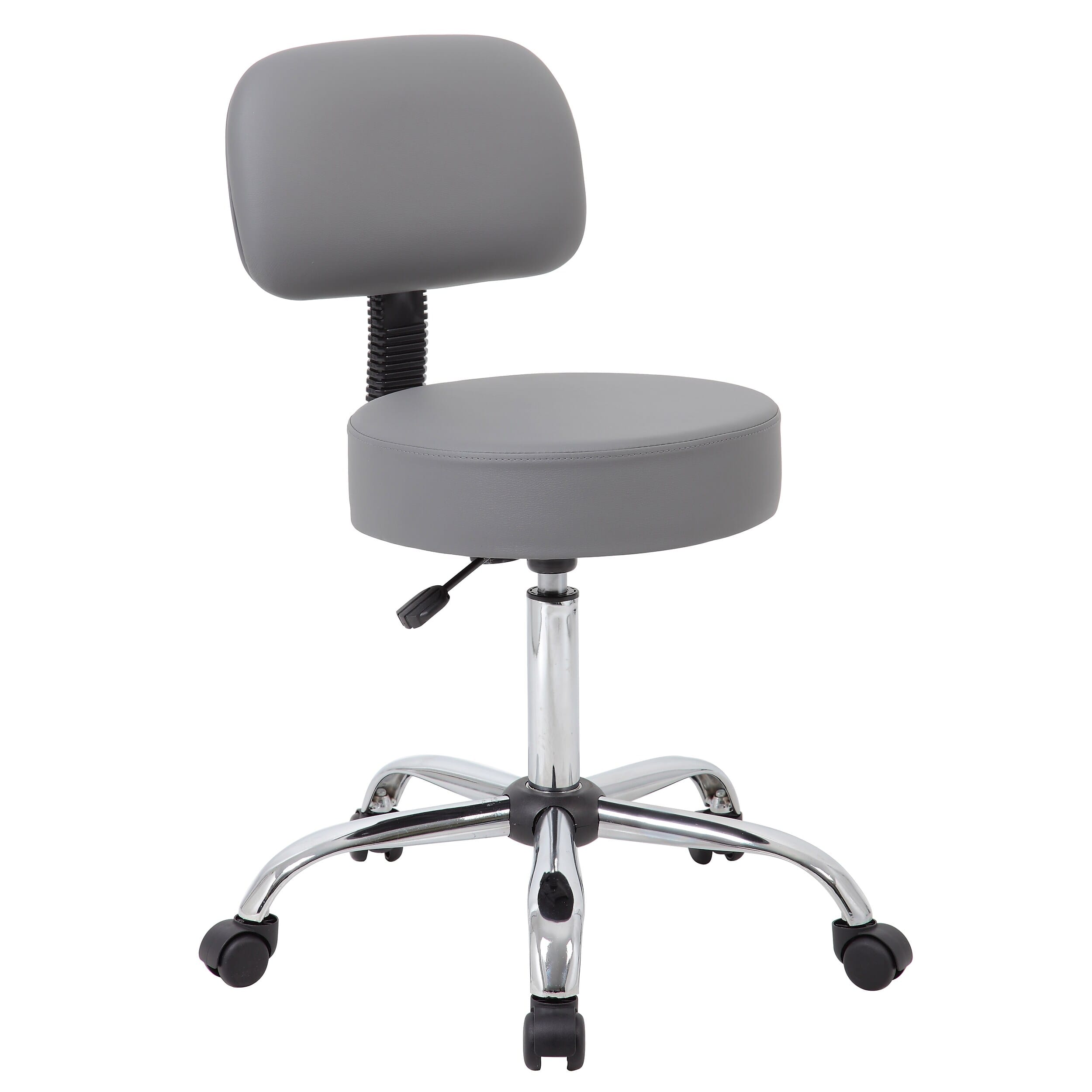 Boss Office Products - Caressoft Armless Medical Stool with Backrest, (B245-GY) - Gray