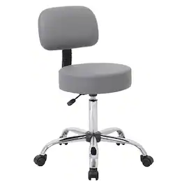 Boss Office Products - Caressoft Armless Medical Stool with Backrest, (B245-GY) - Gray