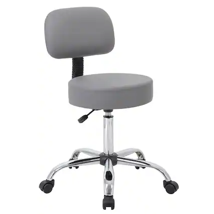 Front. Boss Office Products - Caressoft Armless Medical Stool with Backrest, Gray (B245-GY) - Gray.