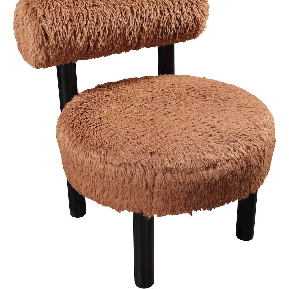 Alt View 4. Meridian Furniture - Ambre Saddle Vegan Shearling Fabric Upholstered Accent Chair - Black.