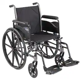 Invacare - Tracer (SX5) Wheelchair with Full Length Arms and Hemi Footrests with Heel Loops (18" Seat) - Black