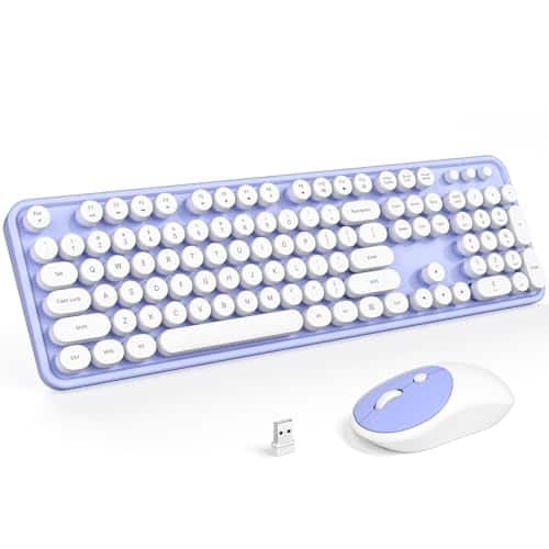 Reds Spade - And Mouse Combo Retro With Round Keycaps 2 Dropout free Connection Cute For Pc laptop windows Xp 7 8 10 col - Purple White