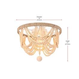 Living District - Jolie 16 Inch Beaded Flush Mount Ceiling Light In - Beige