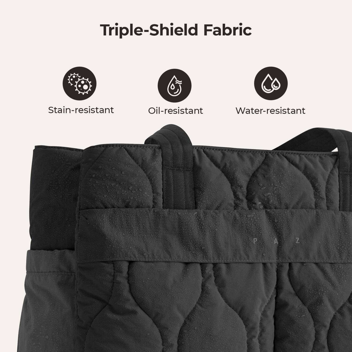 Triple-Shield Fabric

Stain-resistant
Oil-resistant
Water-resistant

PAZ