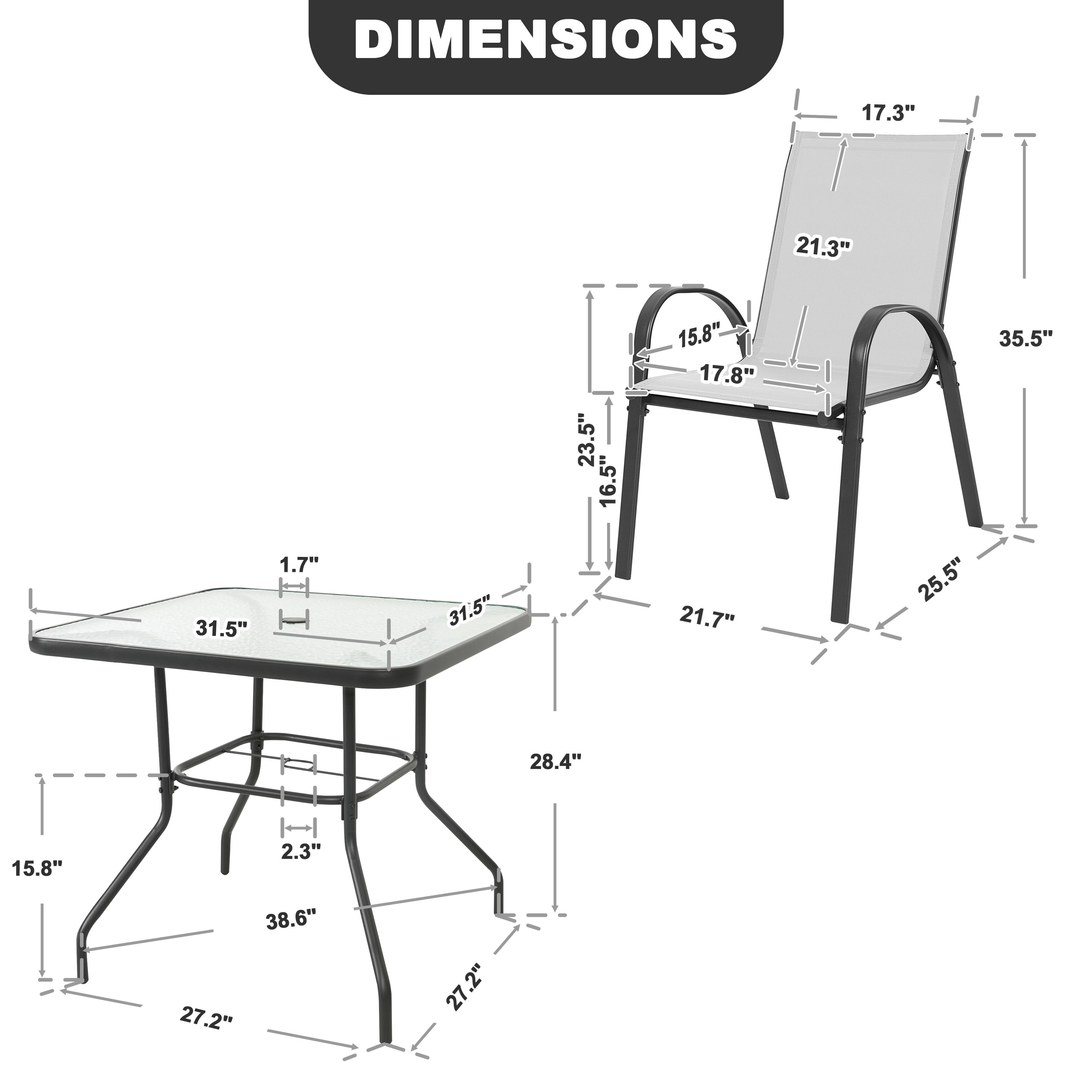 DIMENSIONS  
17.3" x 21.3" x 31.5"  
1.7" H  
31.5" x 23.5" x 16.5"  
15.8" x 17.8" x 21.7"  
35.5" x 25.5" x 28.4"  
15.8"  
2.3"  
38.6" x 27.2" x 27.2"