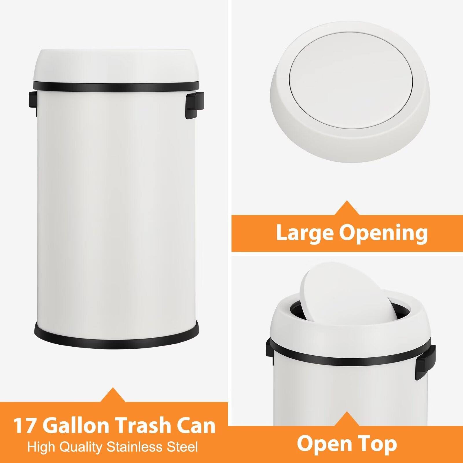 17 Gallon Trash Can  
High Quality Stainless Steel  

Large Opening  

Open Top
