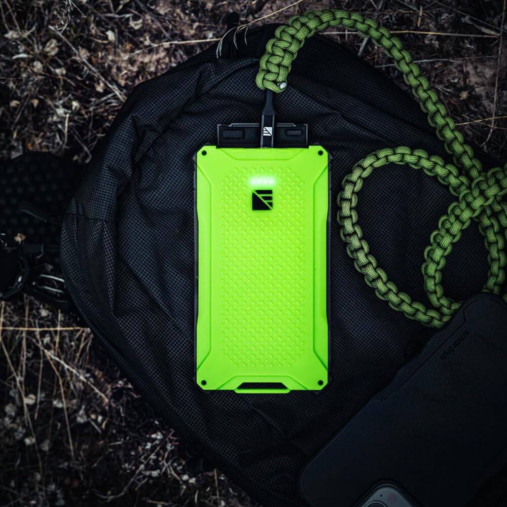 Alt View 6. Dark Energy - Poseidon Pro 10,000 mAh Power Bank with Spectre 18W Folding Solar Panel | Complete Off-Grid Solar Generator for Camping - Green 18W-Gray.