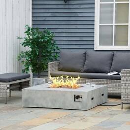 Resenkos - 42-inch Firepit Table for Outside, 50,000BTU Auto Ignition Gas Firepits with Protective Cover, CSA Certification, Grey
