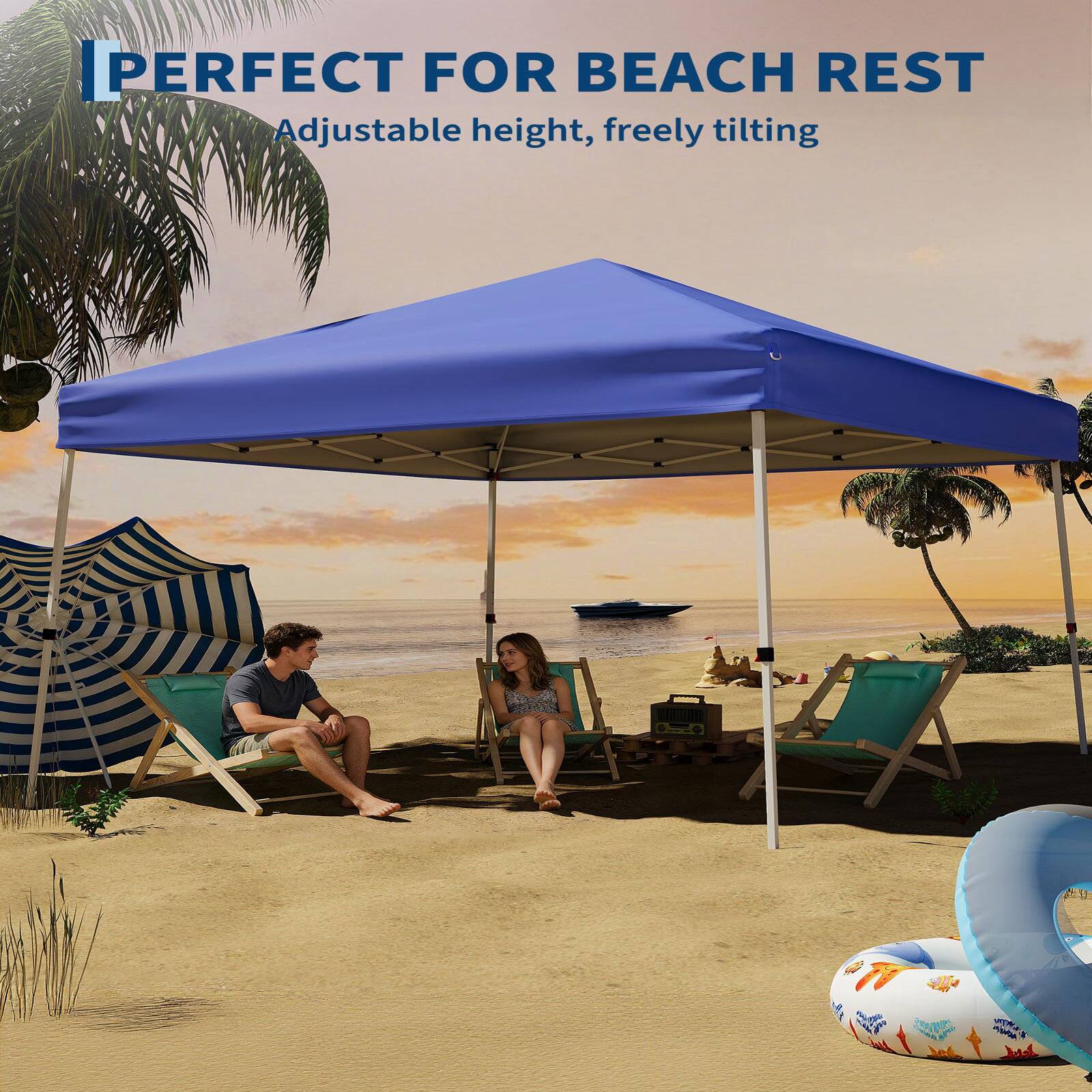 PERFECT FOR BEACH REST  
Adjustable height, freely tilting