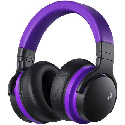 Front. MOVSSOU - MOVSSOU E7 Active Noise Cancelling Headphones Bluetooth Headphones Over Ear - purple.