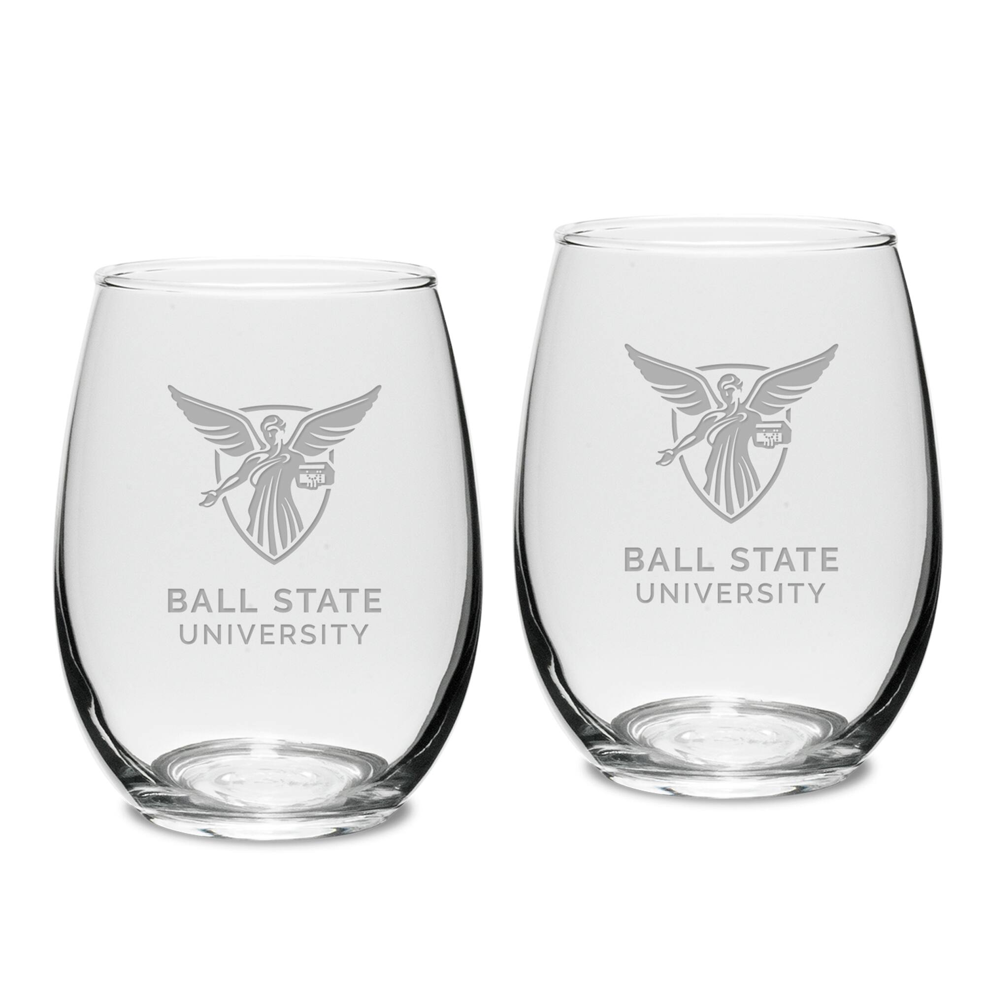 Jardine - Ball State Cardinals 15oz. 2-Piece Stemless Wine Glass Set - Multicolor