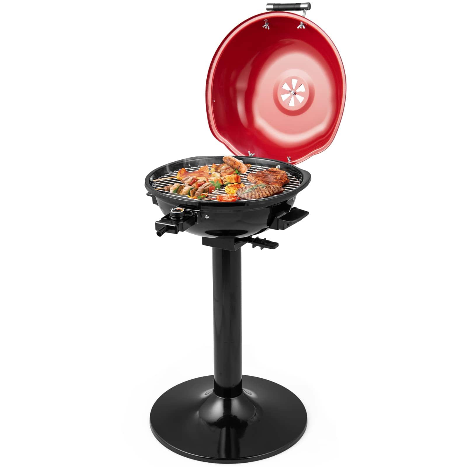 Ecooso - 1600W Electric BBQ Grill, Nonstick Cooking Surface, Removable Warming Rack, Indoor/Outdoor