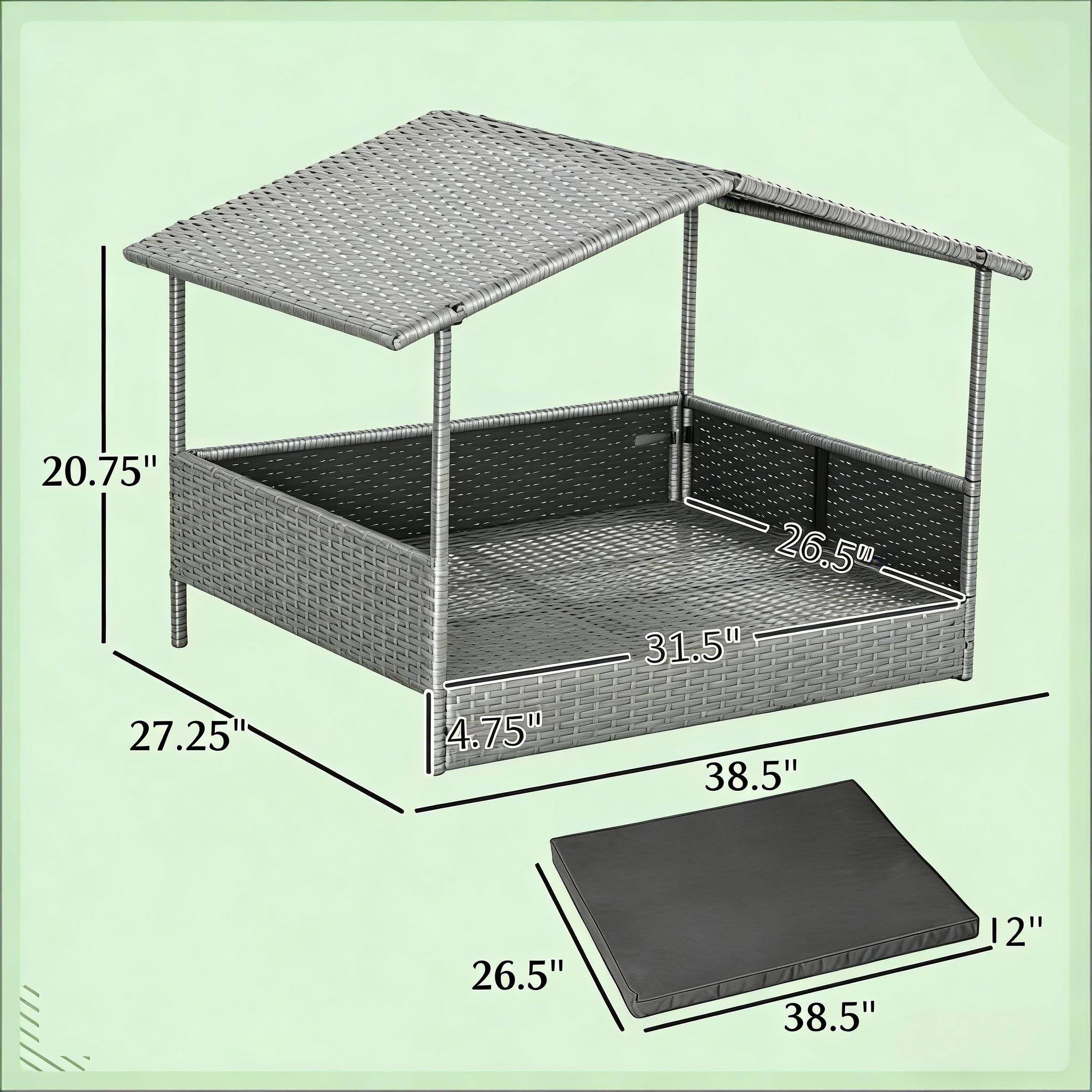 20.75" 27.25" 4.75" 26.5" 31.5" 38.5" 26.5" 38.5" 12"