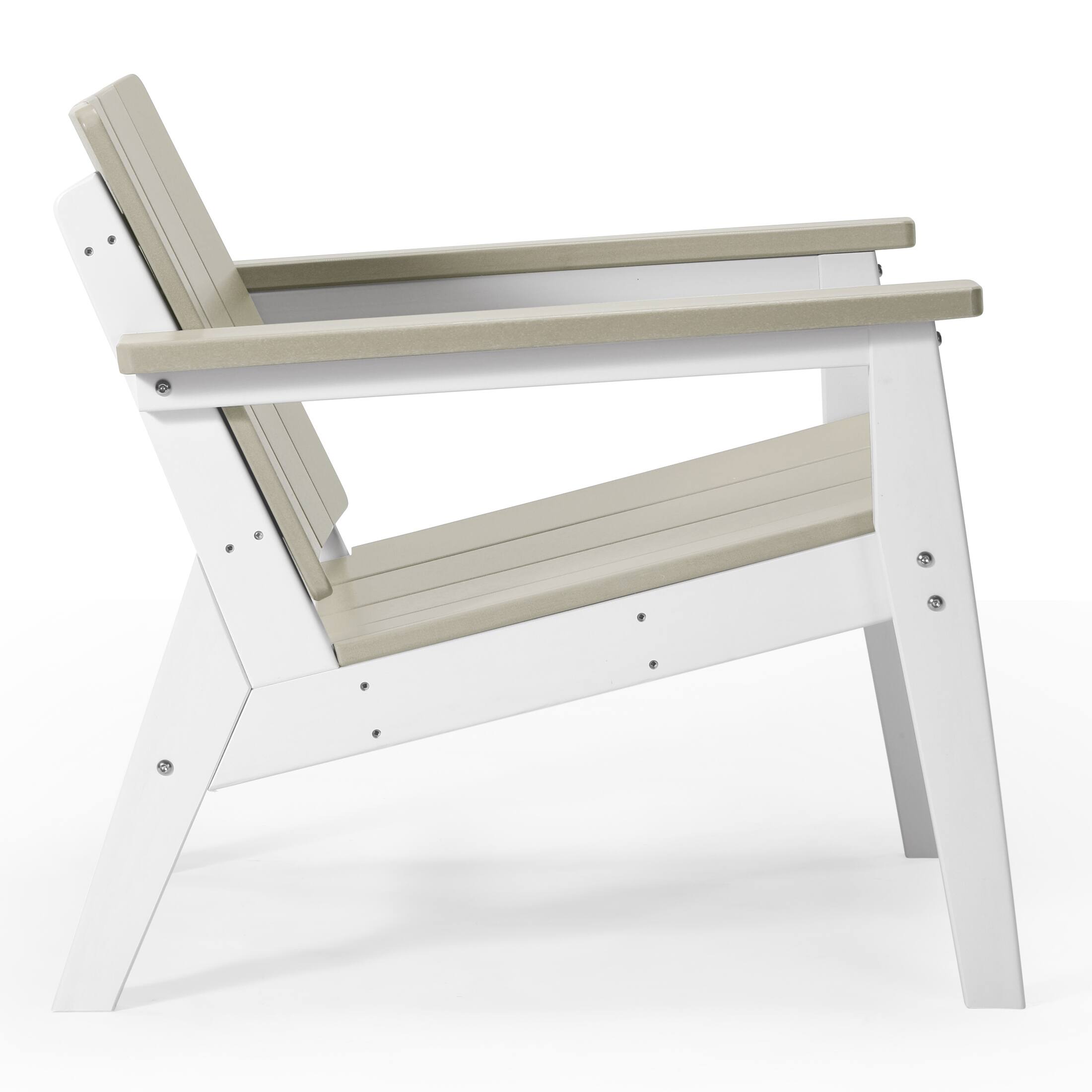 Back. WestinTrends - WestinTrends Pacifica 3-Piece Outdoor HDPE Conversation Set with Deep Seating Chairs and Round Side Table - White/Sand.