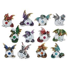 FC Design - 12-PC Mini Dragon Birthstone 2"H Hatchling Egg Figurine Statue Set Desk Tabletop Medieval Gaming Home Decor - Multi-Color