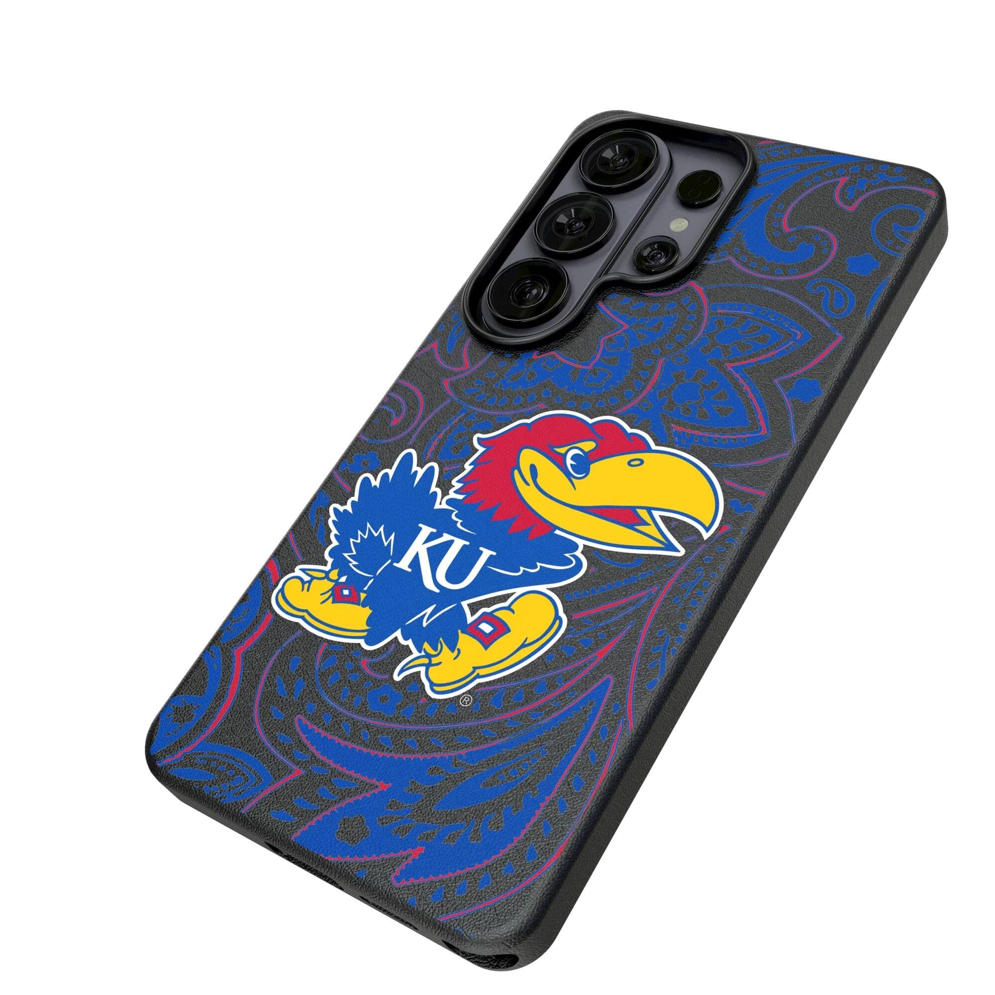 Alt View 1. Keyscaper - Kansas Jayhawks Paisley Galaxy Magnetic Bump Case - S25 Ultra - Black.