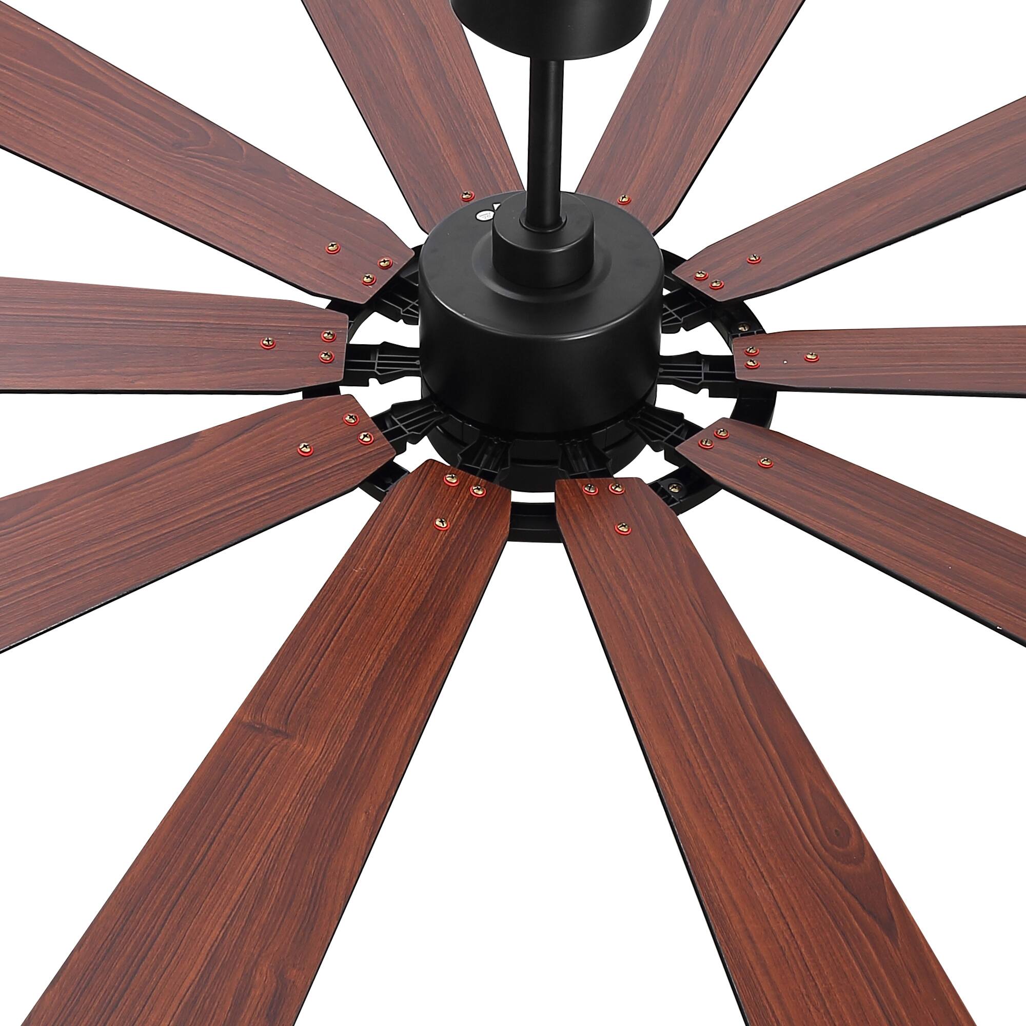 Alt View 9. Breezary - 62-Inch Large Ceiling Fan with 10 Plywood Blades, DC Motor, 6-Speed Remote, Tri-Color Dimmable LED, Dual Downrods - Matte Black.