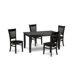 East West Furniture - Dining Table- Dining Chairs - Brown