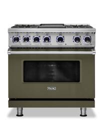 Viking - 36"W./24"D. Dual Fuel Sealed Burner Range-4 Burners/Griddle - Martini - Front_Zoom