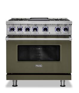 Viking - 36"W./24"D. Dual Fuel Sealed Burner Range-4 Burners/Griddle - Martini
