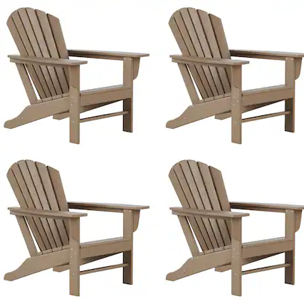 Front. WestinTrends - WestinTrends Dylan Outdoor Adirondack Chair (Set of 4) - Weathered Wood.