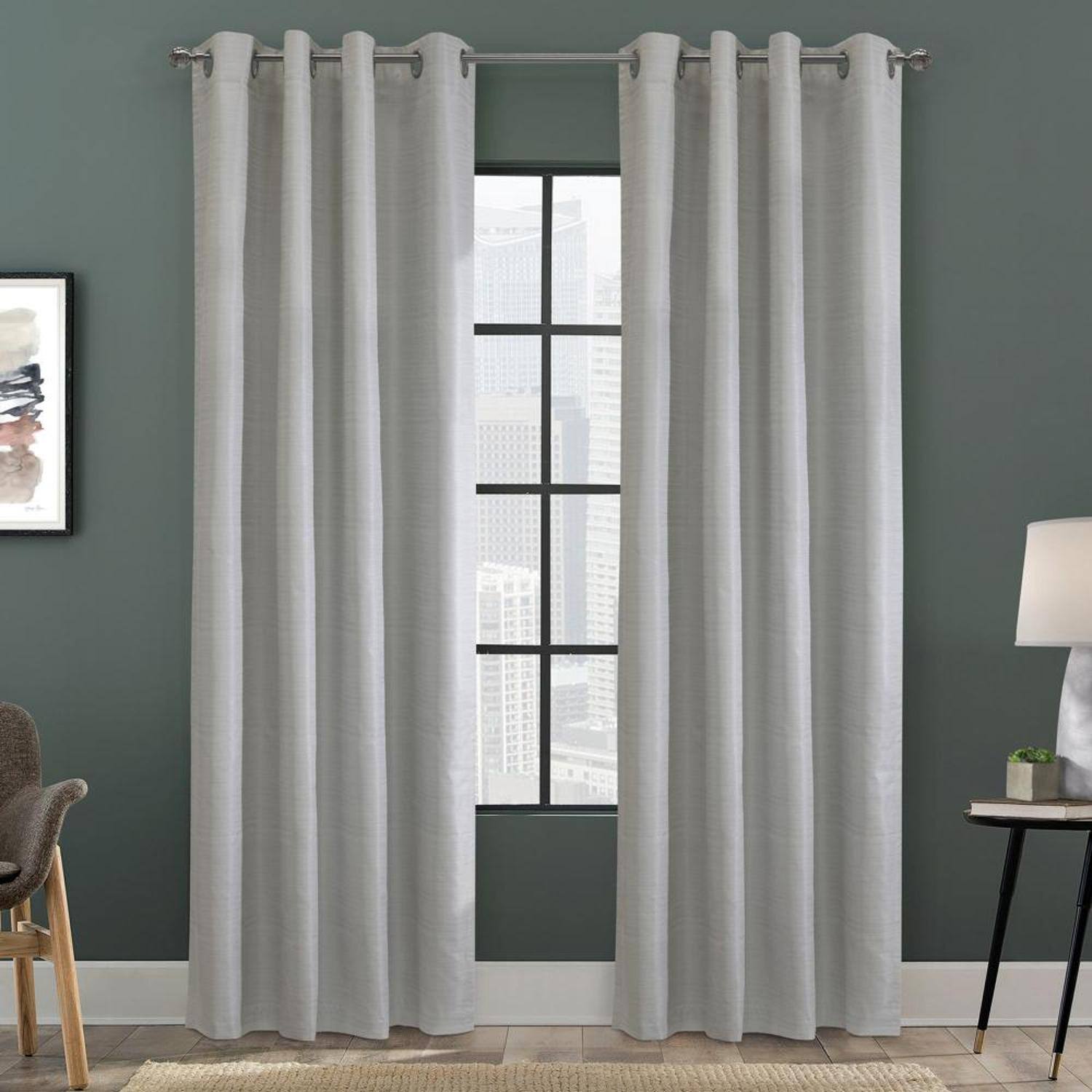 Front. Commonwealth Home Fashions - Thermaplus Solstice Room Darkening Grommet Curtain - 52x95" Oyster - Oyster.