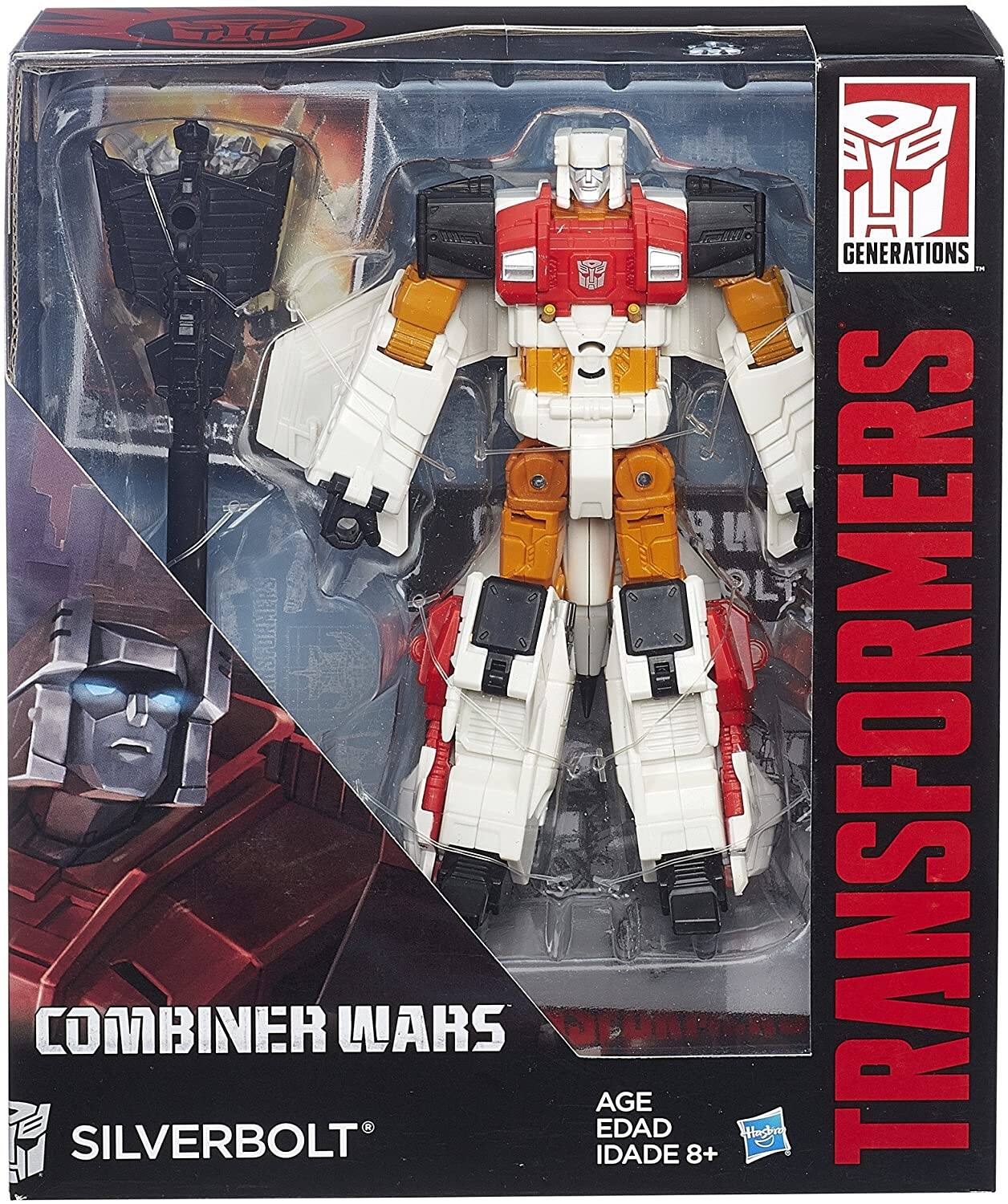 Sure, here is the corrected and grouped text from the image:

---

**TRANSFORMERS**

**GENERATIONS**

**COMBINER WARS**

**SILVERBOLT**

**AGE EDAD IDADE 8+**

---

**Hasbro**

---
