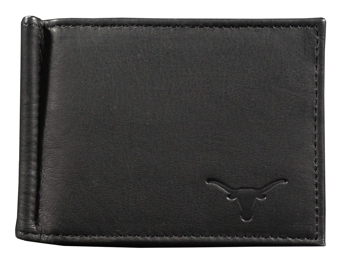 Rico Industries - Texas Longhorns RFID Blocking Shield Black Leather Moneyclip Wallet - Multi