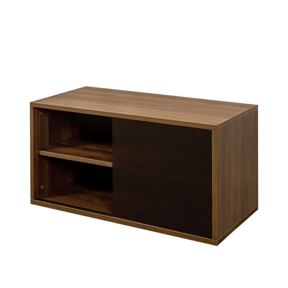 Angle. Kadyn - Double Drawer Wooden Stackable Storage Drawers, Small Food Storage Cabinet, Under Bed Drawers for Bedroom, Brown - Brown.