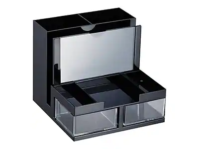 Front. Officemate - OfficeMate VersaPlus Photo 9 Compartment Plastic Compartment Storage - Black/Clear.