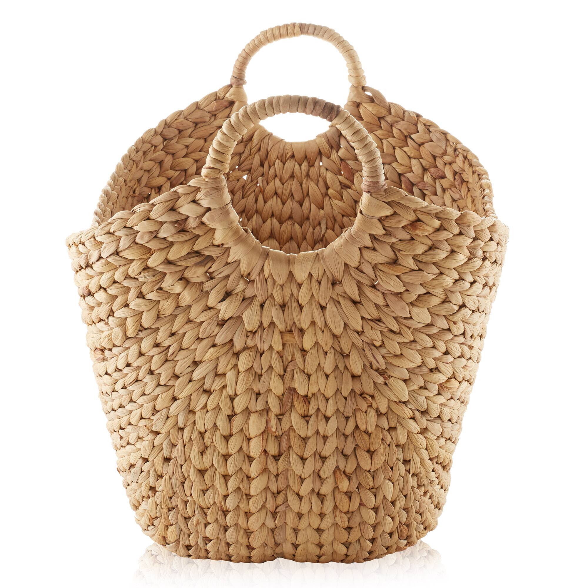 Alt View 3. Casafield - Large Water Hyacinth Boat Basket for Laundry - Natural.