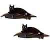 Front. Arf Pets - Cat Shelf, Wall-Mounted Curved Wooden Cat Perch - Holds Cats Up to 44 Lb - Pack of 2 - Brown.