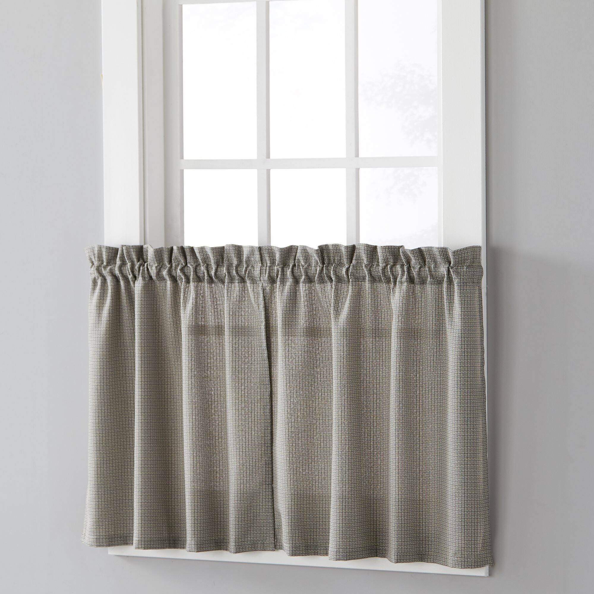 Angle. SKL Home - Saturday Knight Ltd Nelson Versatile Tailored Window Tier - 2 Piece - 57" x 36" Black - Black.