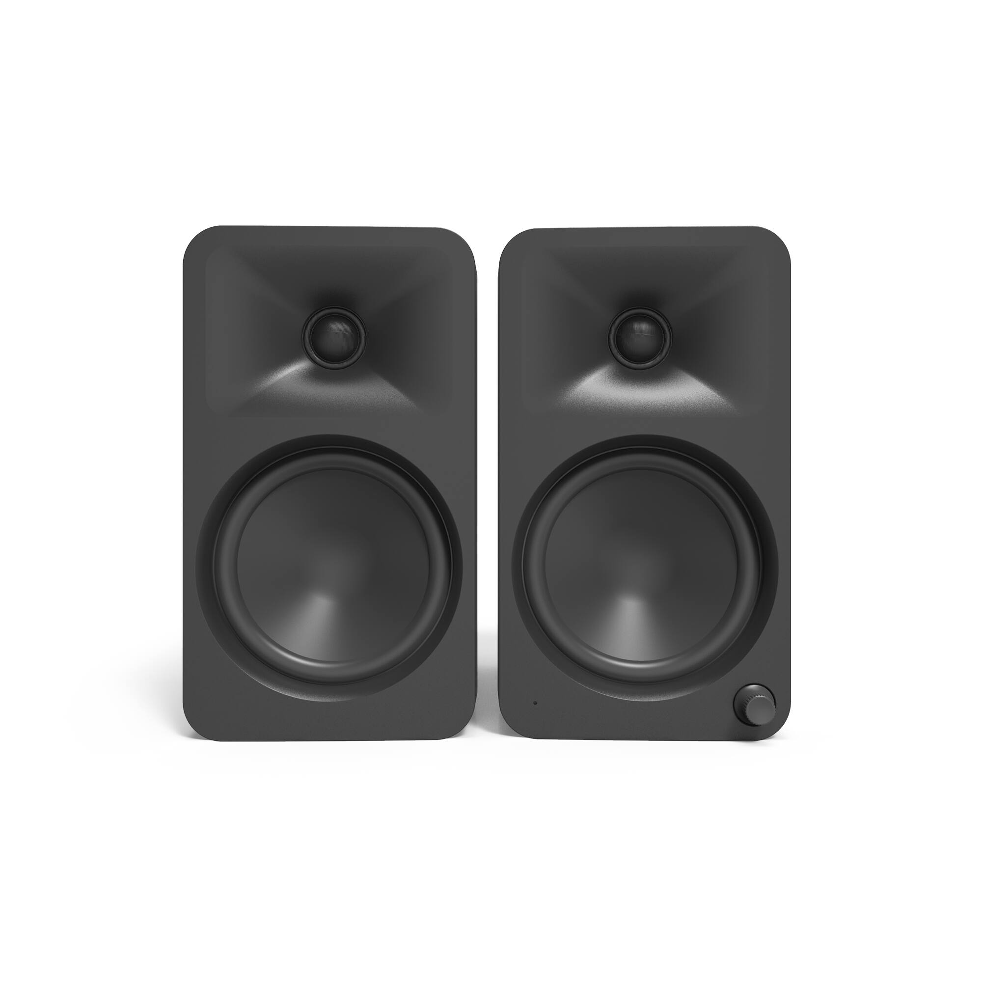 Left. Kanto - Kanto ORA4 Powered Bluetooth Desktop Speakers - Pair (Matte Black) - Black.
